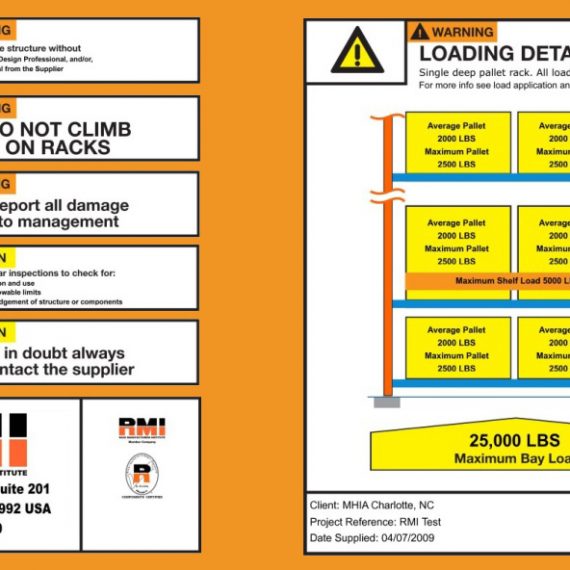 Storage Rack Load Capacity Plaques